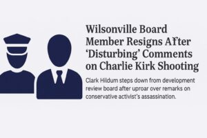 On Sept. 15, 2025, Clark Hildum resigned his seat on the Wilsonville Development Review Board following public outcry over social media remarks he made after conservative activist Charlie Kirk was fatally shot